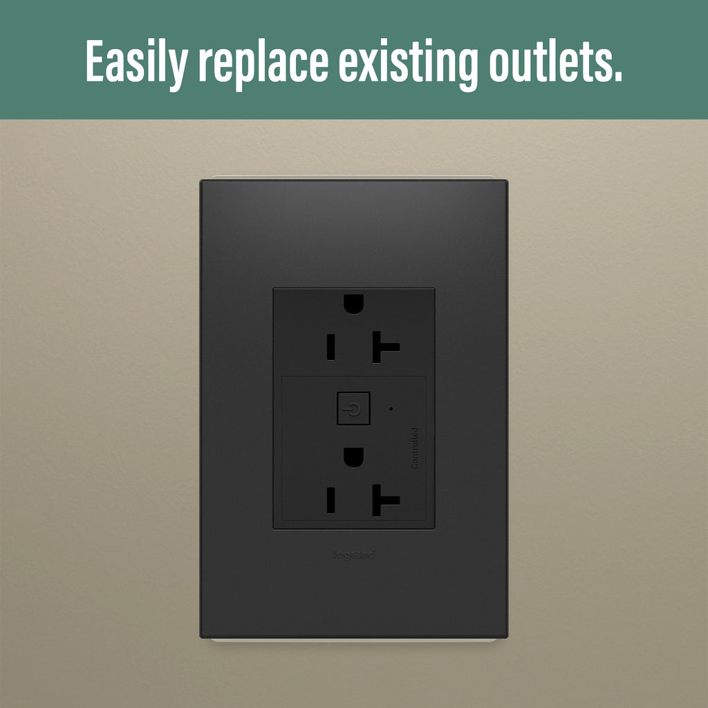 Legrand - WNAR203G1 - 20A Smart Outlet with Netatmo, Plus-Size - adorne - Graphite