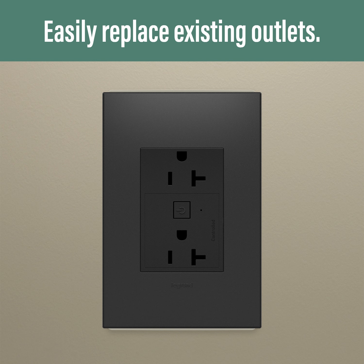 Legrand - WNAR203G1 - 20A Smart Outlet with Netatmo, Plus-Size - adorne - Graphite