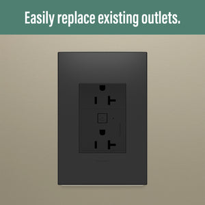 Legrand - WNAR203G1 - 20A Smart Outlet with Netatmo, Plus-Size - adorne - Graphite
