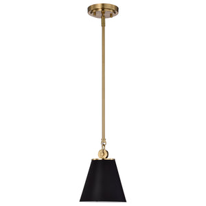 Nuvo Lighting - 60-7408 - One Light Pendant - Dover - Black / Vintage Brass