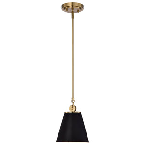 Nuvo Lighting - 60-7408 - One Light Pendant - Dover - Black / Vintage Brass