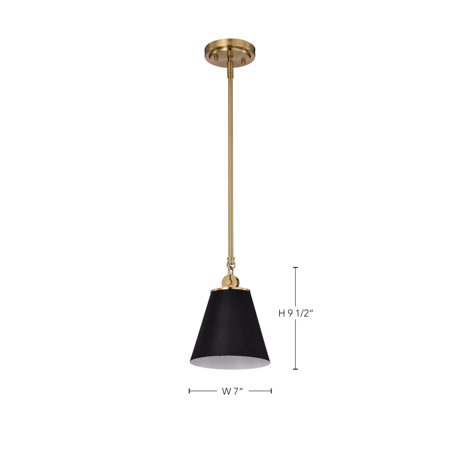 Nuvo Lighting - 60-7408 - One Light Pendant - Dover - Black / Vintage Brass