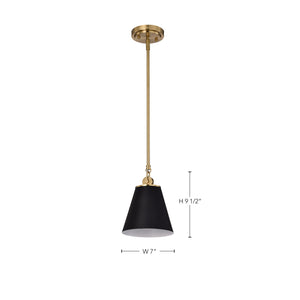 Nuvo Lighting - 60-7408 - One Light Pendant - Dover - Black / Vintage Brass