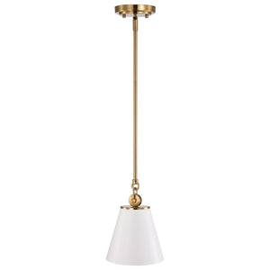 Nuvo Lighting - 60-7409 - One Light Pendant - Dover - White / Vintage Brass