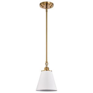 Nuvo Lighting - 60-7409 - One Light Pendant - Dover - White / Vintage Brass