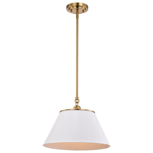 Nuvo Lighting - 60-7412 - One Light Pendant - Dover - White / Vintage Brass