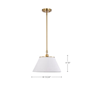 Nuvo Lighting - 60-7412 - One Light Pendant - Dover - White / Vintage Brass