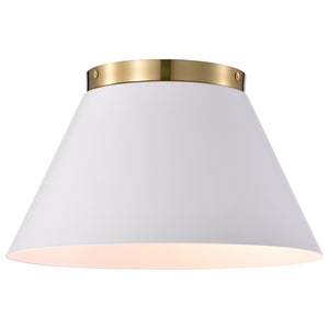 Nuvo Lighting - 60-7418 - Three Light Flush Mount - Dover - White / Vintage Brass