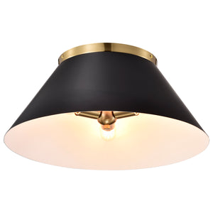 Nuvo Lighting - 60-7420 - Three Light Flush Mount - Dover - Black / Vintage Brass