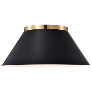 Nuvo Lighting - 60-7420 - Three Light Flush Mount - Dover - Black / Vintage Brass