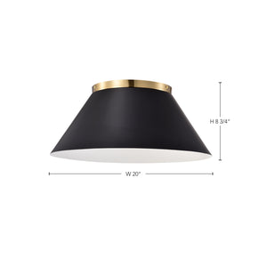 Nuvo Lighting - 60-7420 - Three Light Flush Mount - Dover - Black / Vintage Brass