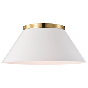 Nuvo Lighting - 60-7421 - Three Light Flush Mount - Dover - White / Vintage Brass