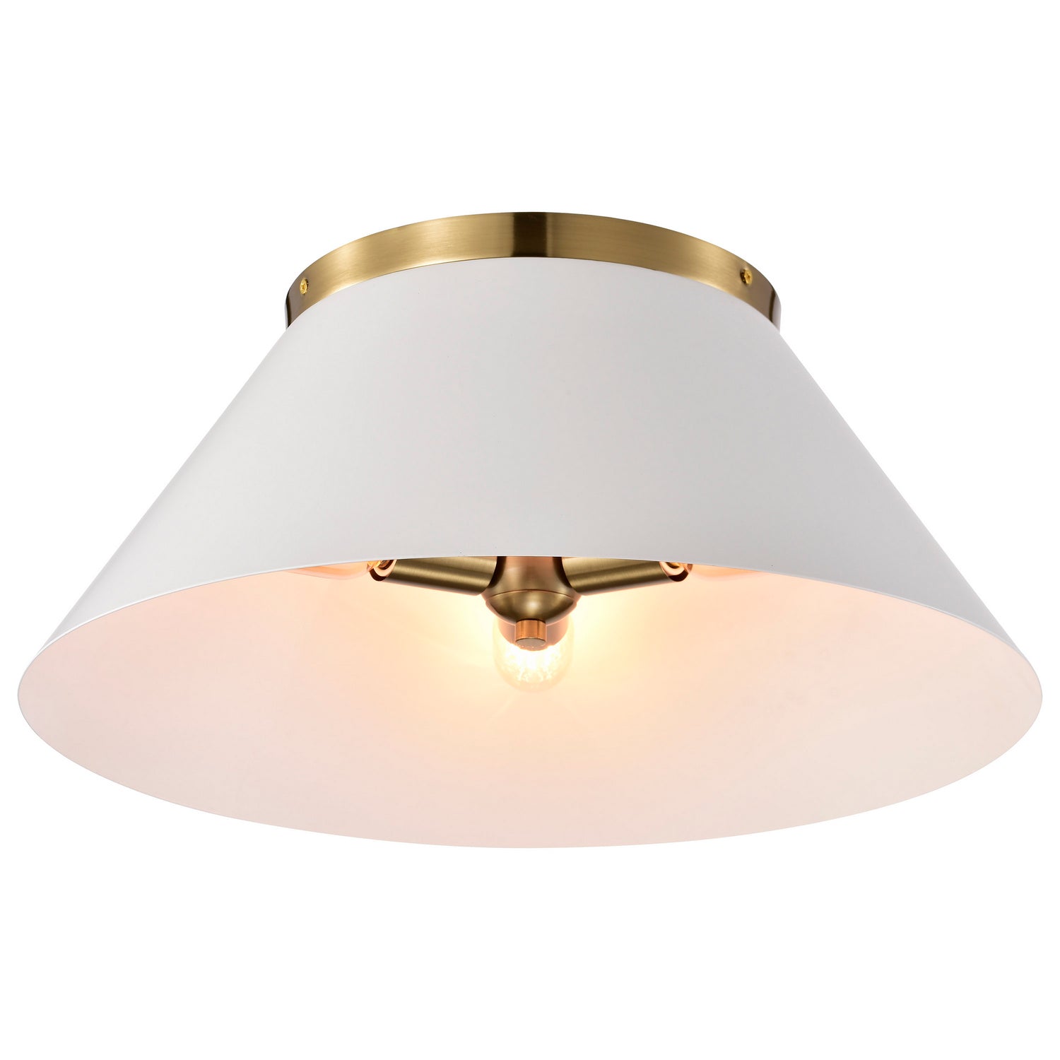 Nuvo Lighting - 60-7421 - Three Light Flush Mount - Dover - White / Vintage Brass