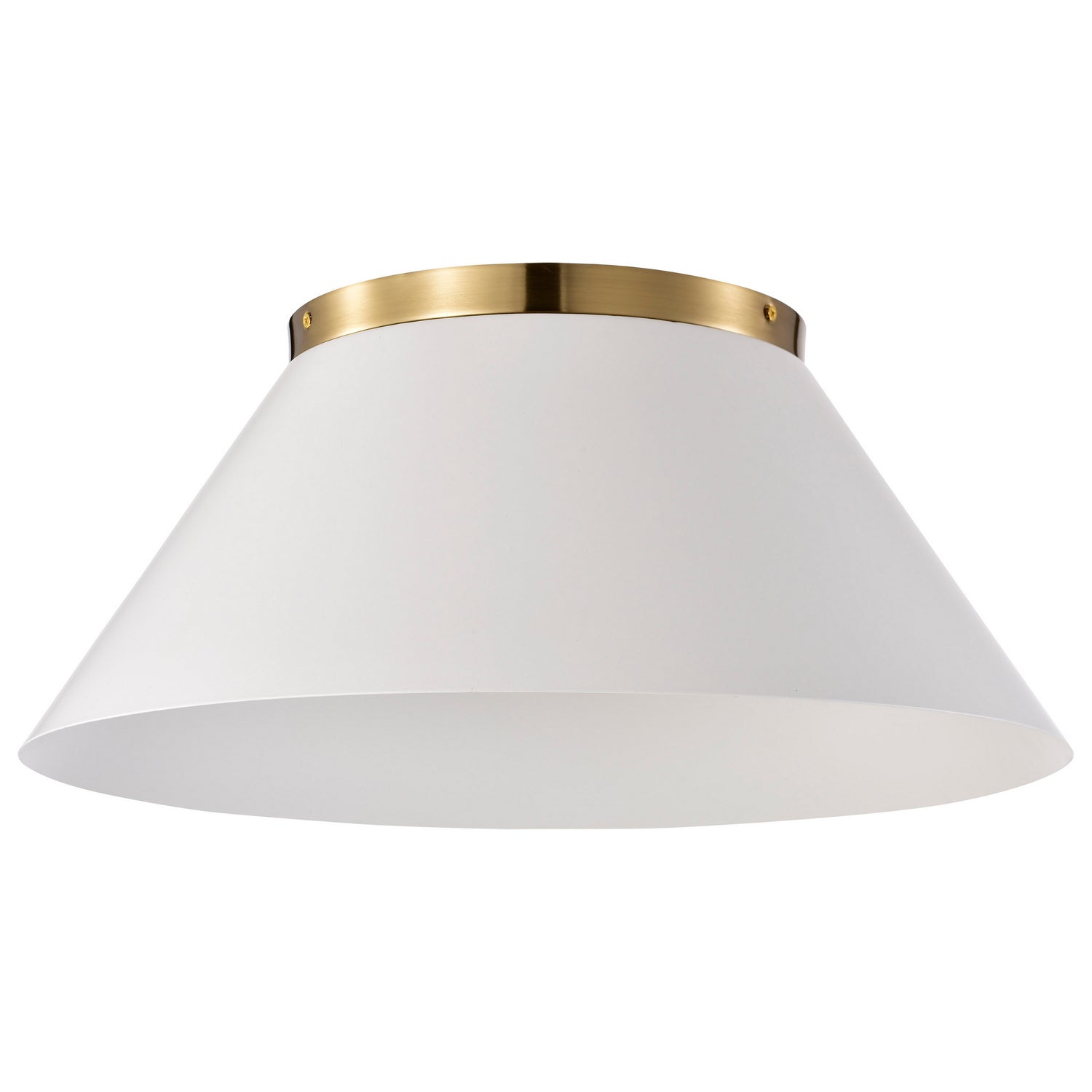 Nuvo Lighting - 60-7421 - Three Light Flush Mount - Dover - White / Vintage Brass