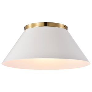 Nuvo Lighting - 60-7421 - Three Light Flush Mount - Dover - White / Vintage Brass