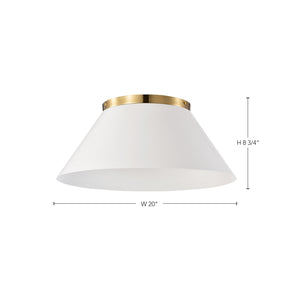 Nuvo Lighting - 60-7421 - Three Light Flush Mount - Dover - White / Vintage Brass