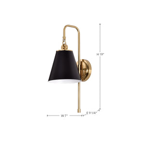 Nuvo Lighting - 60-7445 - One Light Wall Sconce - Dover - Black / Vintage Brass