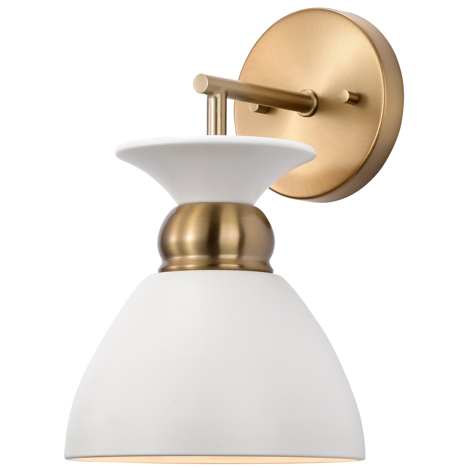 Nuvo Lighting - 60-7459 - One Light Wall Sconce - Perkins - Matte White / Burnished Brass