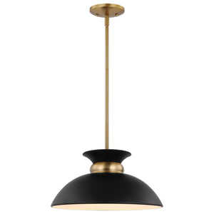 Nuvo Lighting - 60-7460 - One Light Pendant - Perkins - Matte Black / Burnished Brass