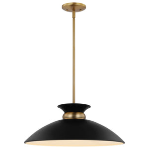 Nuvo Lighting - 60-7461 - One Light Pendant - Perkins - Matte Black / Burnished Brass