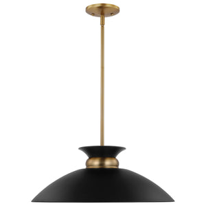 Nuvo Lighting - 60-7461 - One Light Pendant - Perkins - Matte Black / Burnished Brass