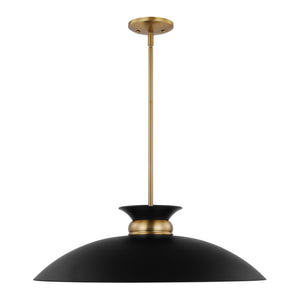 Nuvo Lighting - 60-7462 - One Light Pendant - Perkins - Matte Black / Burnished Brass