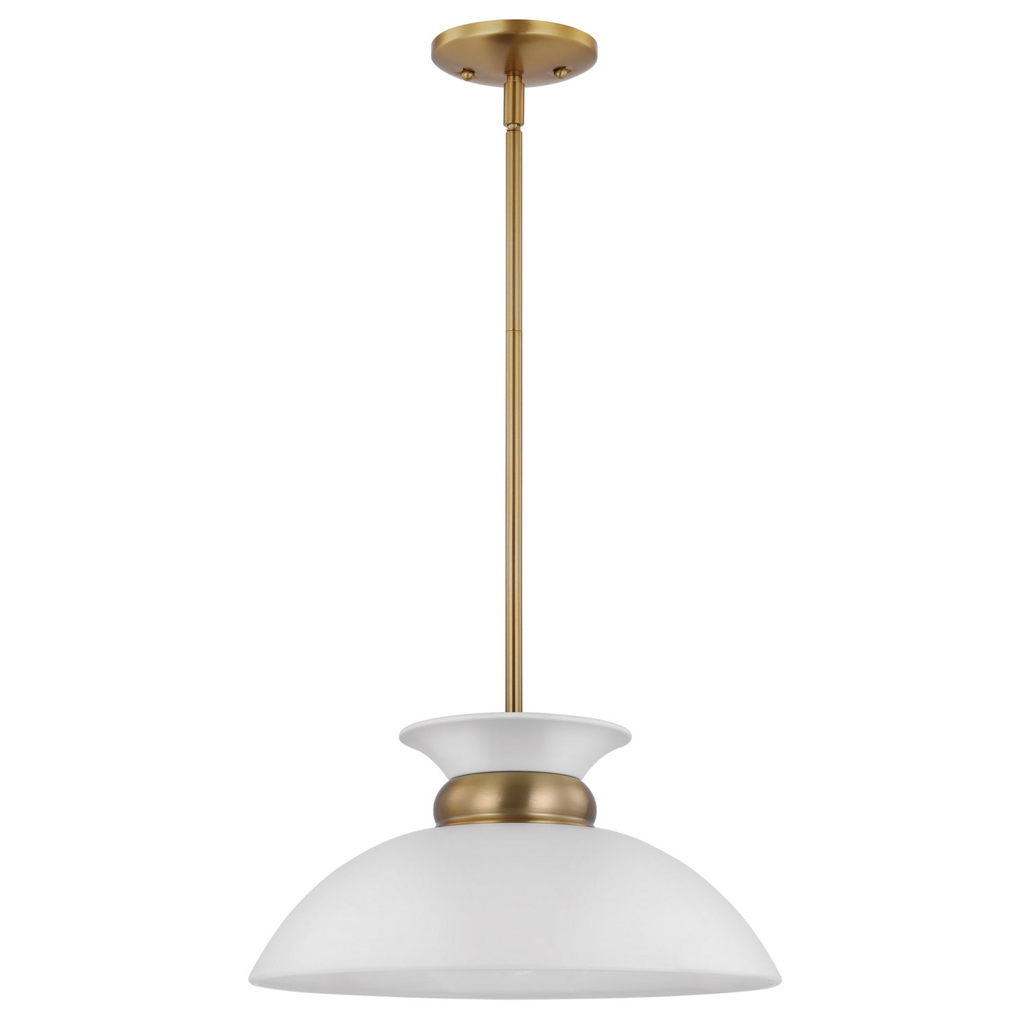 Nuvo Lighting - 60-7463 - One Light Pendant - Perkins - Matte White / Burnished Brass
