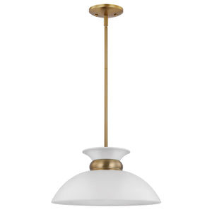 Nuvo Lighting - 60-7463 - One Light Pendant - Perkins - Matte White / Burnished Brass