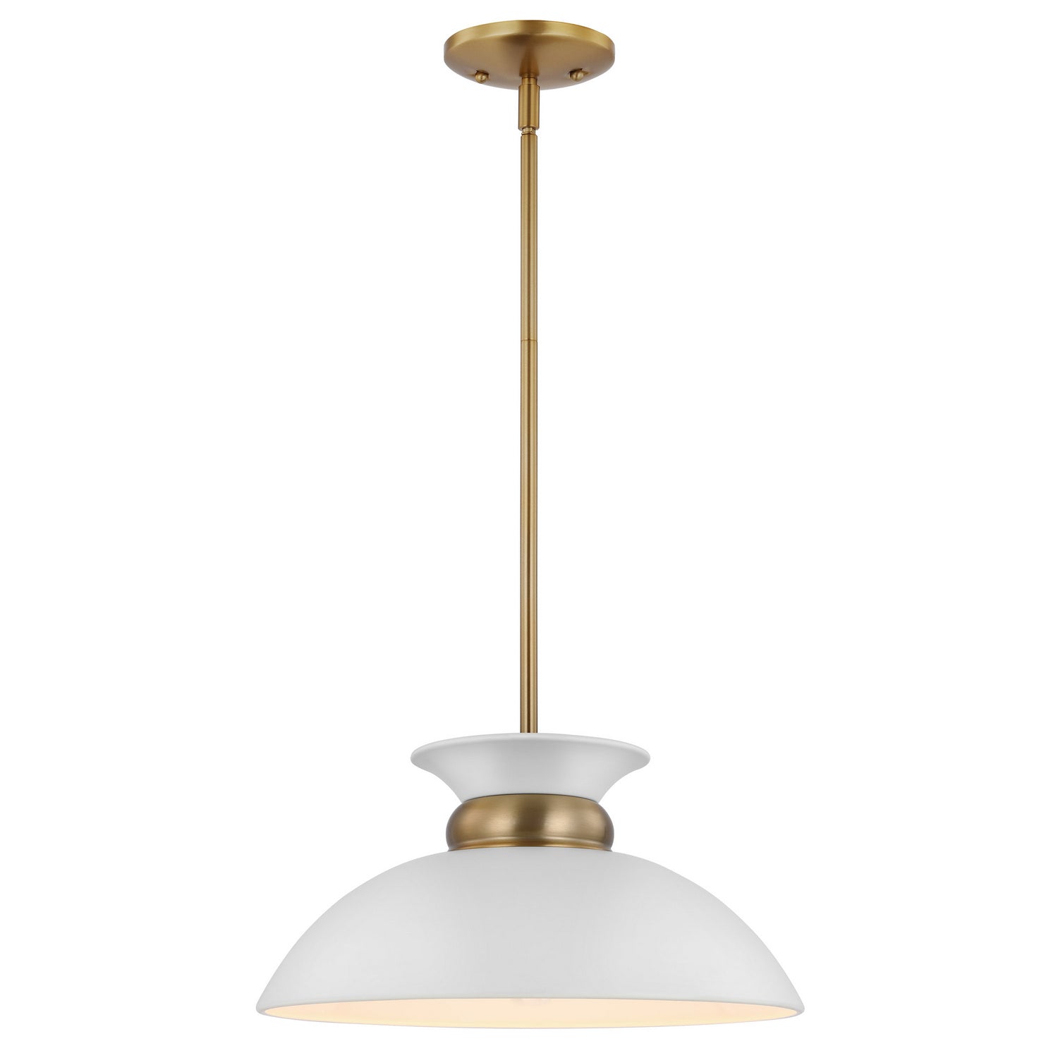 Nuvo Lighting - 60-7463 - One Light Pendant - Perkins - Matte White / Burnished Brass