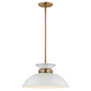 Nuvo Lighting - 60-7463 - One Light Pendant - Perkins - Matte White / Burnished Brass