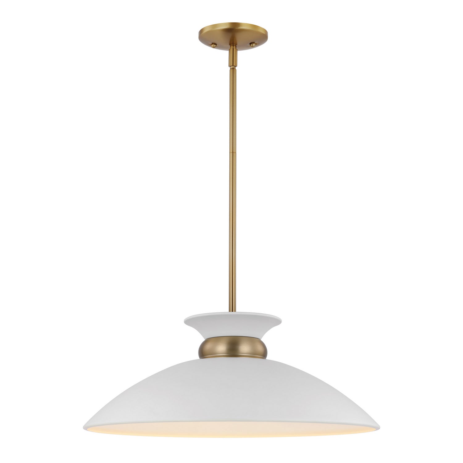 Nuvo Lighting - 60-7464 - One Light Pendant - Perkins - Matte White / Burnished Brass