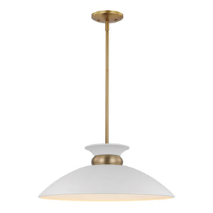 Nuvo Lighting - 60-7464 - One Light Pendant - Perkins - Matte White / Burnished Brass