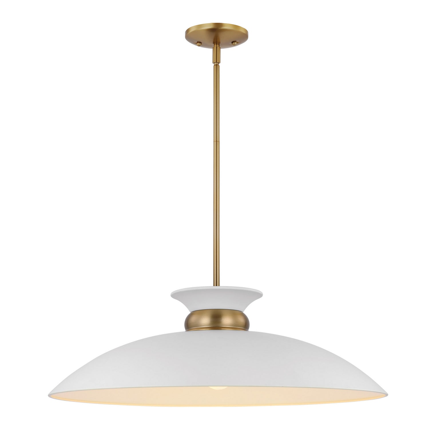 Nuvo Lighting - 60-7465 - One Light Pendant - Perkins - Matte White / Burnished Brass