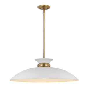 Nuvo Lighting - 60-7465 - One Light Pendant - Perkins - Matte White / Burnished Brass
