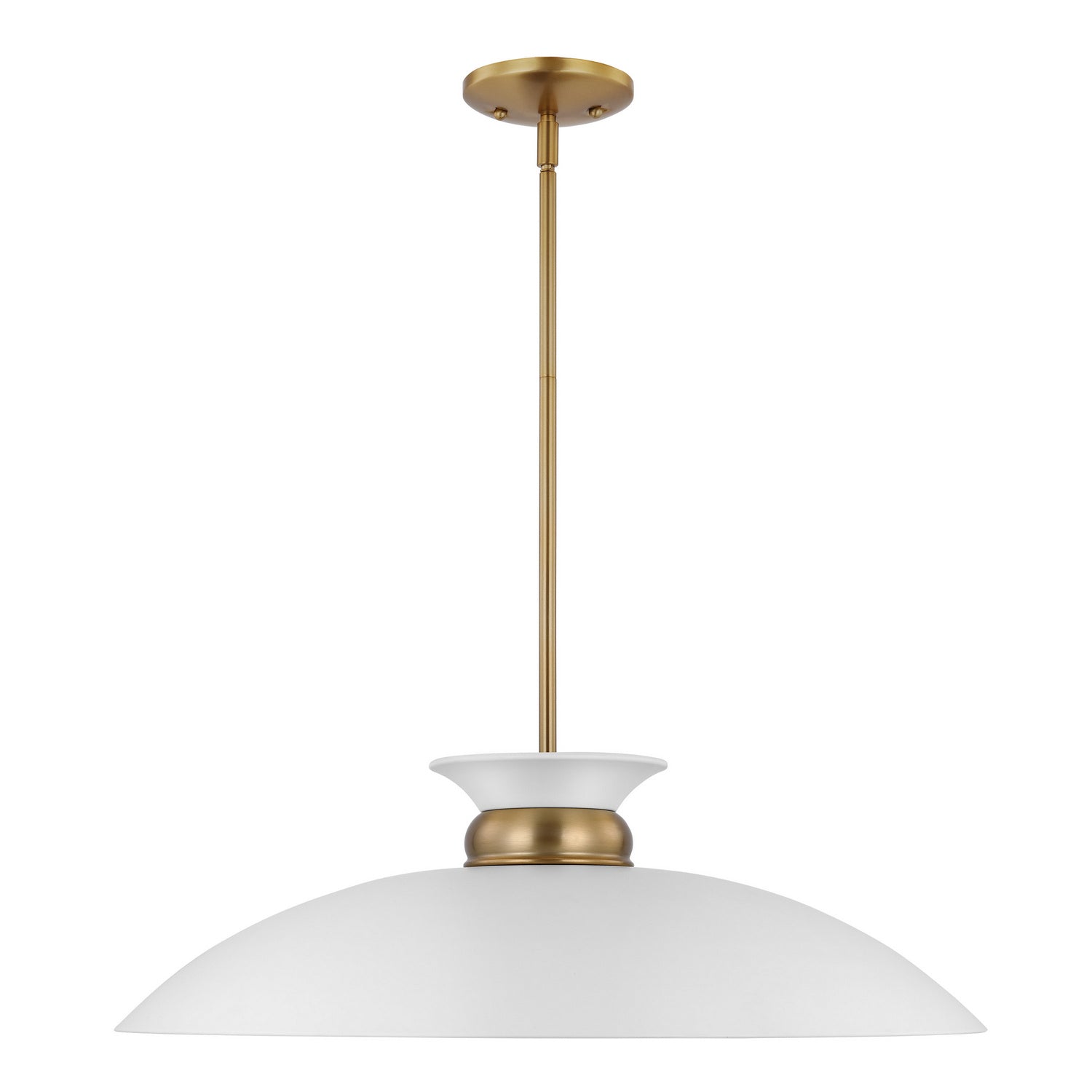 Nuvo Lighting - 60-7465 - One Light Pendant - Perkins - Matte White / Burnished Brass