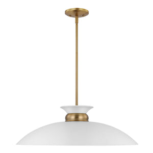 Nuvo Lighting - 60-7465 - One Light Pendant - Perkins - Matte White / Burnished Brass