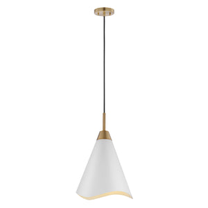 Nuvo Lighting - 60-7474 - One Light Pendant - Tango - Matte White / Burnished Brass