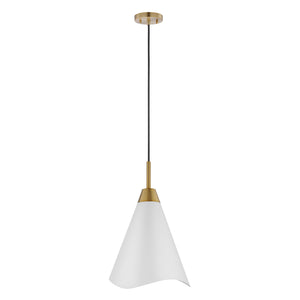 Nuvo Lighting - 60-7474 - One Light Pendant - Tango - Matte White / Burnished Brass