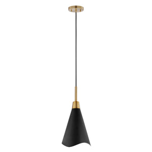 Nuvo Lighting - 60-7476 - One Light Pendant - Tango - Matte Black / Burnished Brass