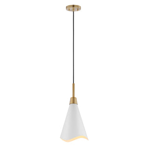 Nuvo Lighting - 60-7477 - One Light Pendant - Tango - Matte White / Burnished Brass