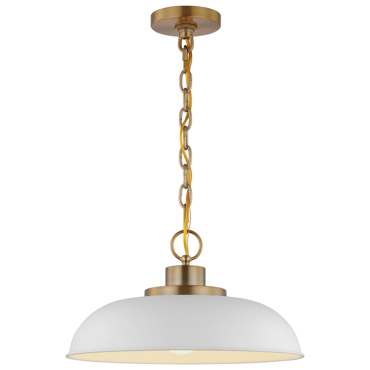 Nuvo Lighting - 60-7480 - One Light Pendant - Colony - Matte White / Burnished Brass