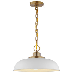 Nuvo Lighting - 60-7480 - One Light Pendant - Colony - Matte White / Burnished Brass