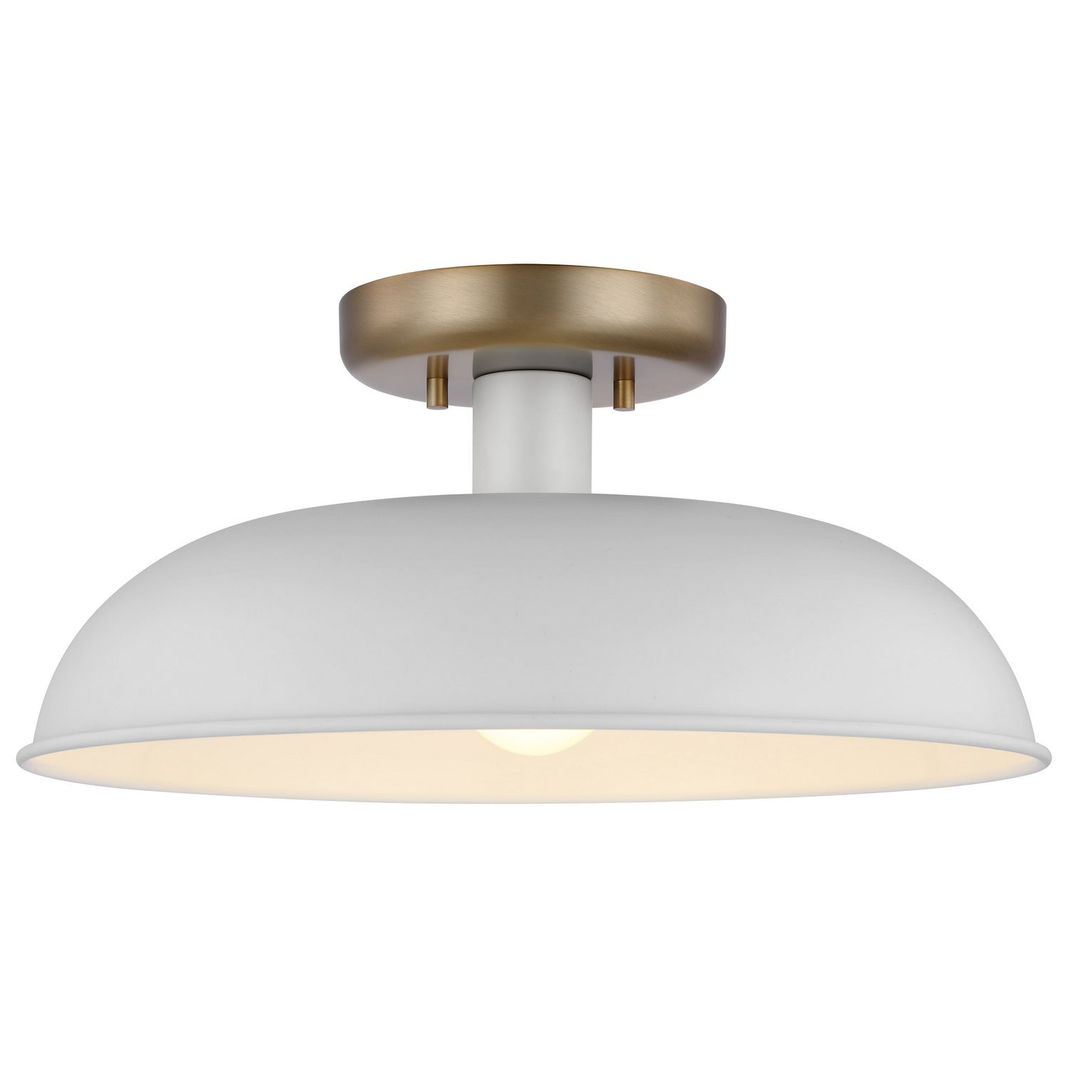 Nuvo Lighting - 60-7490 - One Light Flush Mount - Colony - Matte White / Burnished Brass