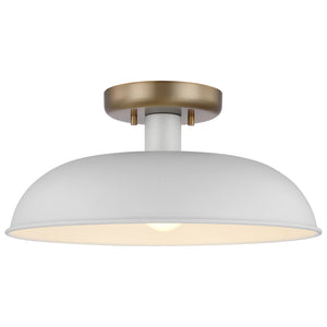 Nuvo Lighting - 60-7490 - One Light Flush Mount - Colony - Matte White / Burnished Brass