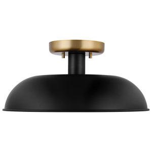 Nuvo Lighting - 60-7491 - One Light Flush Mount - Colony - Matte Black / Burnished Brass