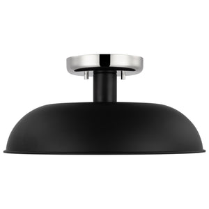 Nuvo Lighting - 60-7492 - One Light Flush Mount - Colony - Matte Black / Polished Nickel