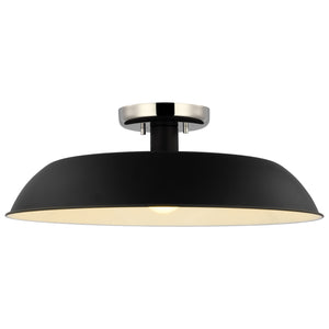 Nuvo Lighting - 60-7495 - One Light Flush Mount - Colony - Matte Black / Polished Nickel