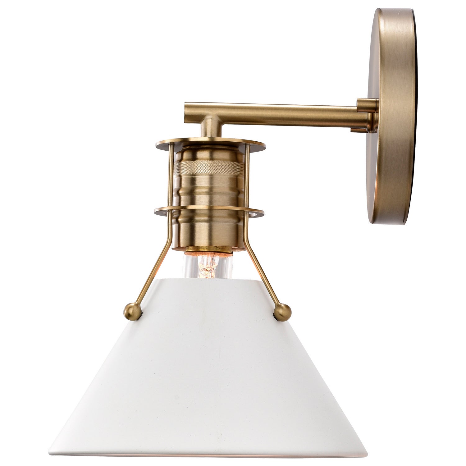 Nuvo Lighting - 60-7520 - One Light Wall Sconce - Outpost - Matte White / Burnished Brass