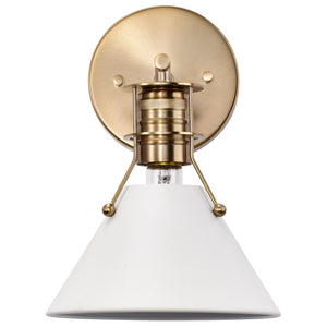 Nuvo Lighting - 60-7520 - One Light Wall Sconce - Outpost - Matte White / Burnished Brass