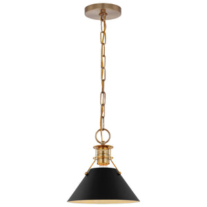 Nuvo Lighting - 60-7521 - One Light Pendant - Outpost - Matte Black / Burnished Brass